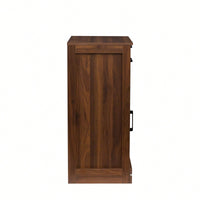 Modular Wine Bar Cabinet With Hutch For Dining Room Storage And Display Brown Walnut