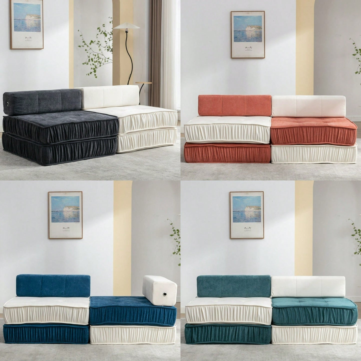 Versatile Folding Sofa Bed Futon Chair for Small Spaces Removable Back Cushion Perfect for Living Room Guest Room Home Office Apartments