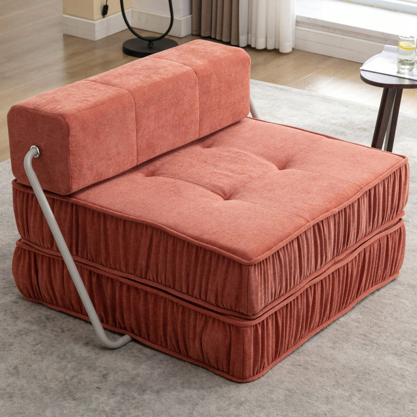 Versatile Folding Sofa Bed Futon Chair for Small Spaces Removable Back Cushion Perfect for Living Room Guest Room Home Office Apartments