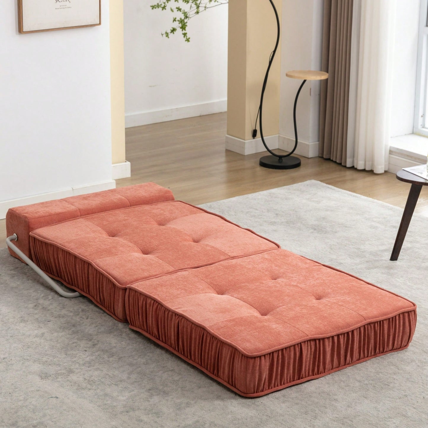 Versatile Folding Sofa Bed Futon Chair for Small Spaces Removable Back Cushion Perfect for Living Room Guest Room Home Office Apartments