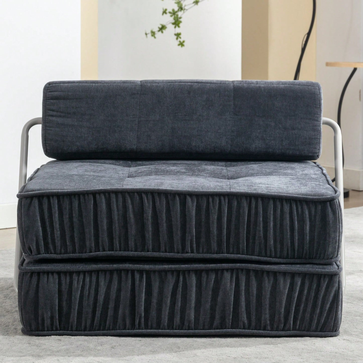 Versatile Folding Sofa Bed Futon Chair for Small Spaces Removable Back Cushion Perfect for Living Room Guest Room Home Office Apartments