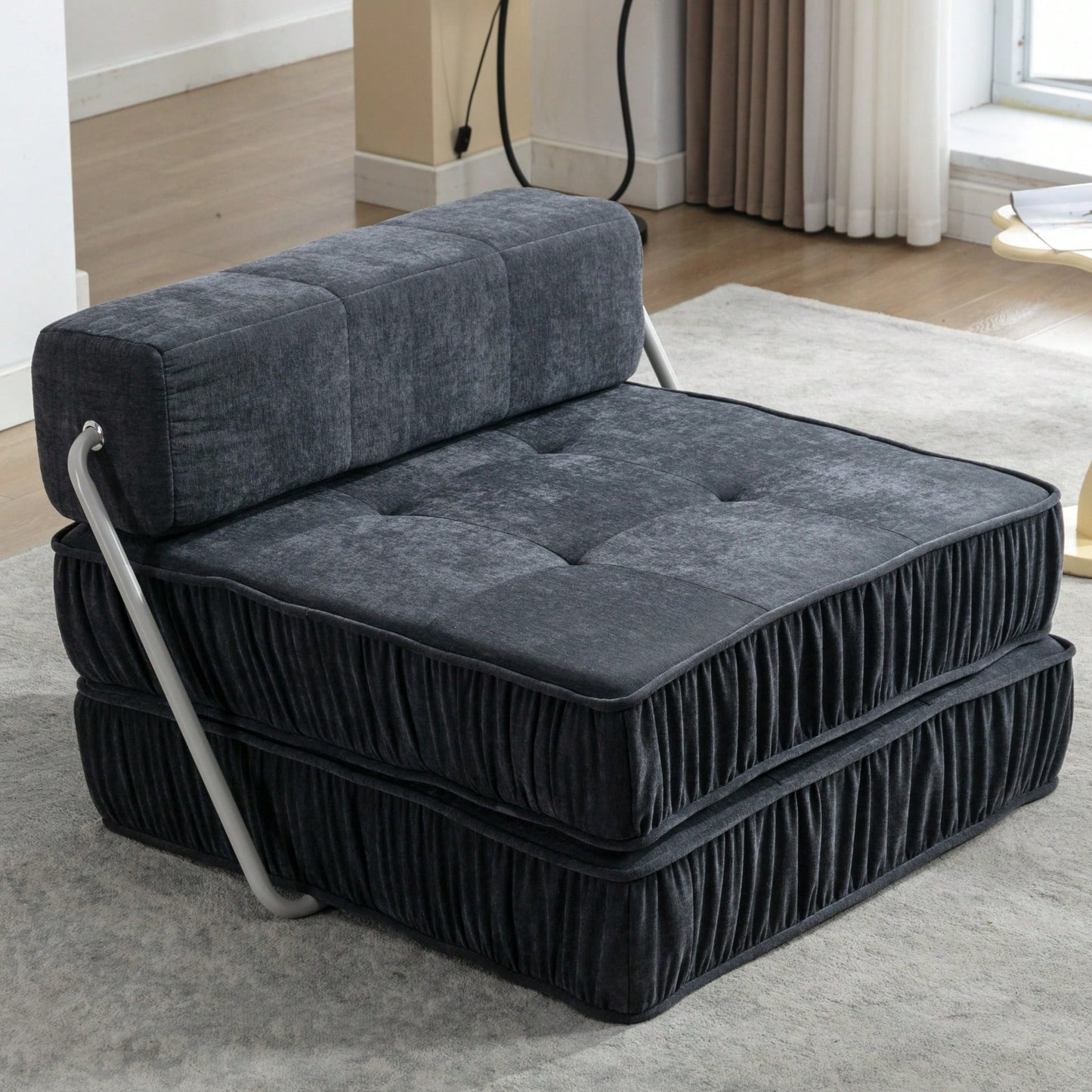 Versatile Folding Sofa Bed Futon Chair for Small Spaces Removable Back Cushion Perfect for Living Room Guest Room Home Office Apartments