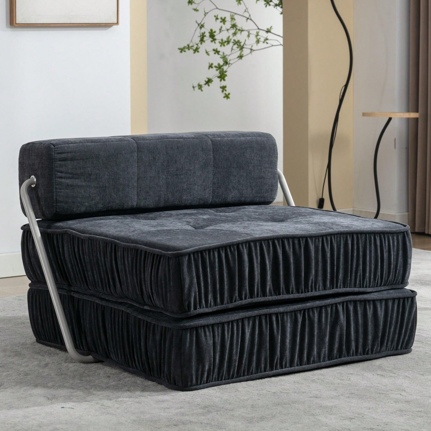 Versatile Folding Sofa Bed Futon Chair for Small Spaces Removable Back Cushion Perfect for Living Room Guest Room Home Office Apartments