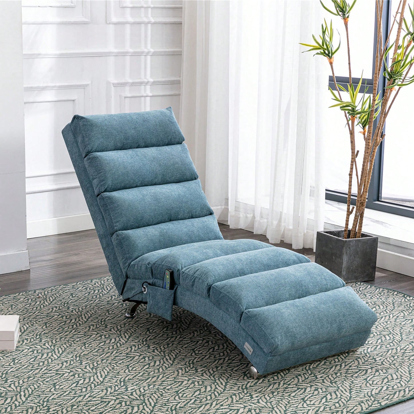 Ergonomic Electric Massage Chaise Lounge With Remote Control And 5 Modes For Indoor Relaxation In Office Living Room Or Bedroom Beige