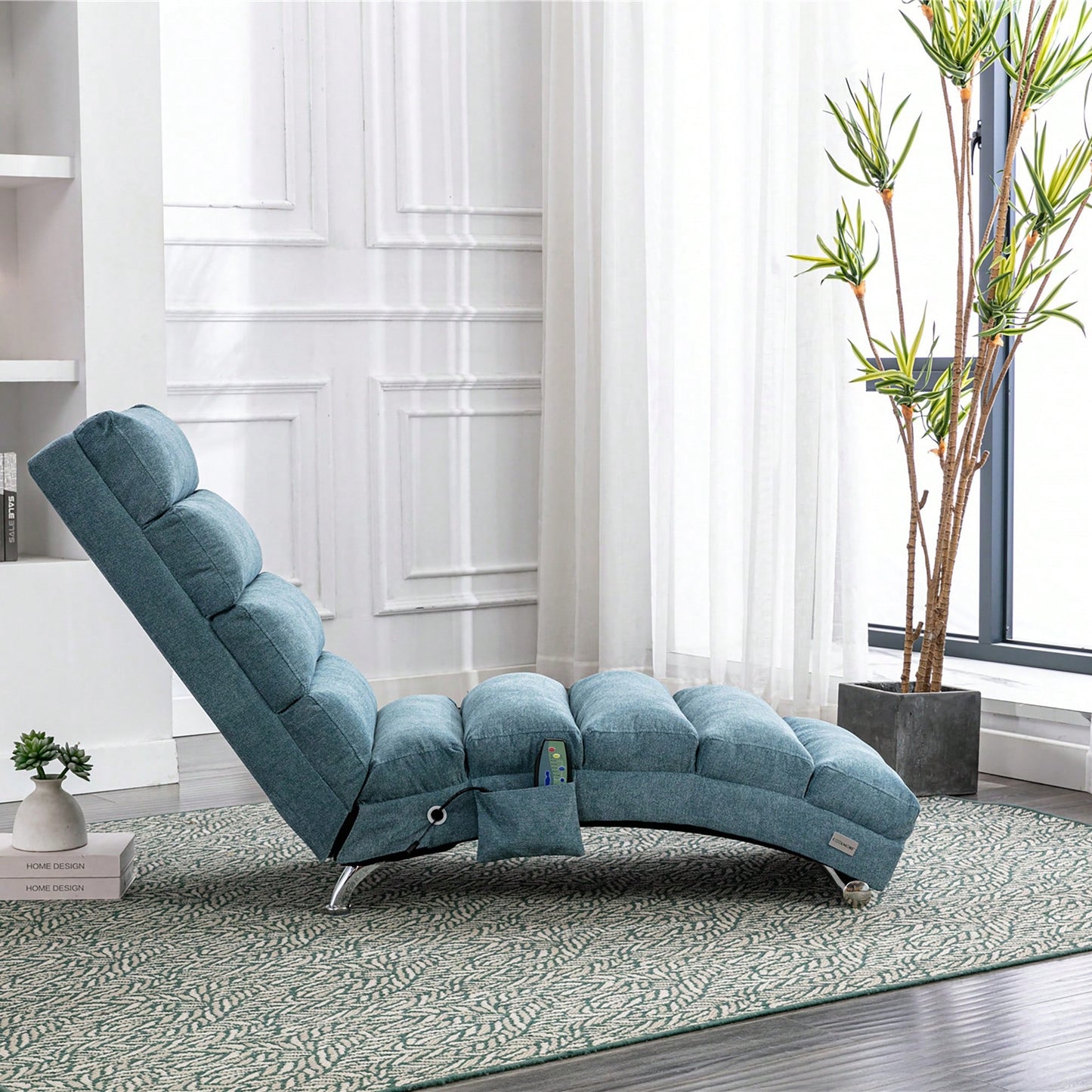 Ergonomic Electric Massage Chaise Lounge With Remote Control And 5 Modes For Indoor Relaxation In Office Living Room Or Bedroom Beige