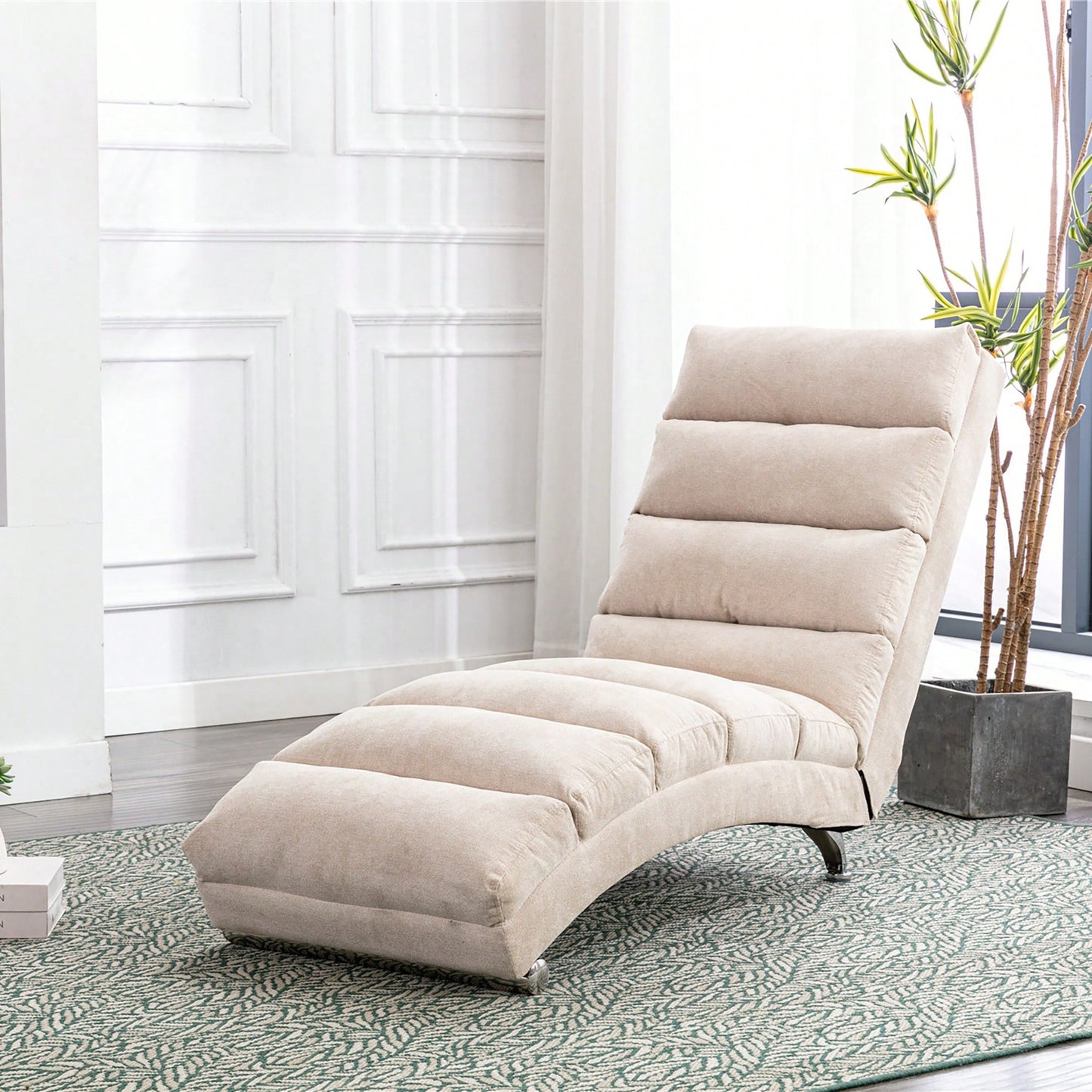 Ergonomic Electric Massage Chaise Lounge With Remote Control And 5 Modes For Indoor Relaxation In Office Living Room Or Bedroom Beige
