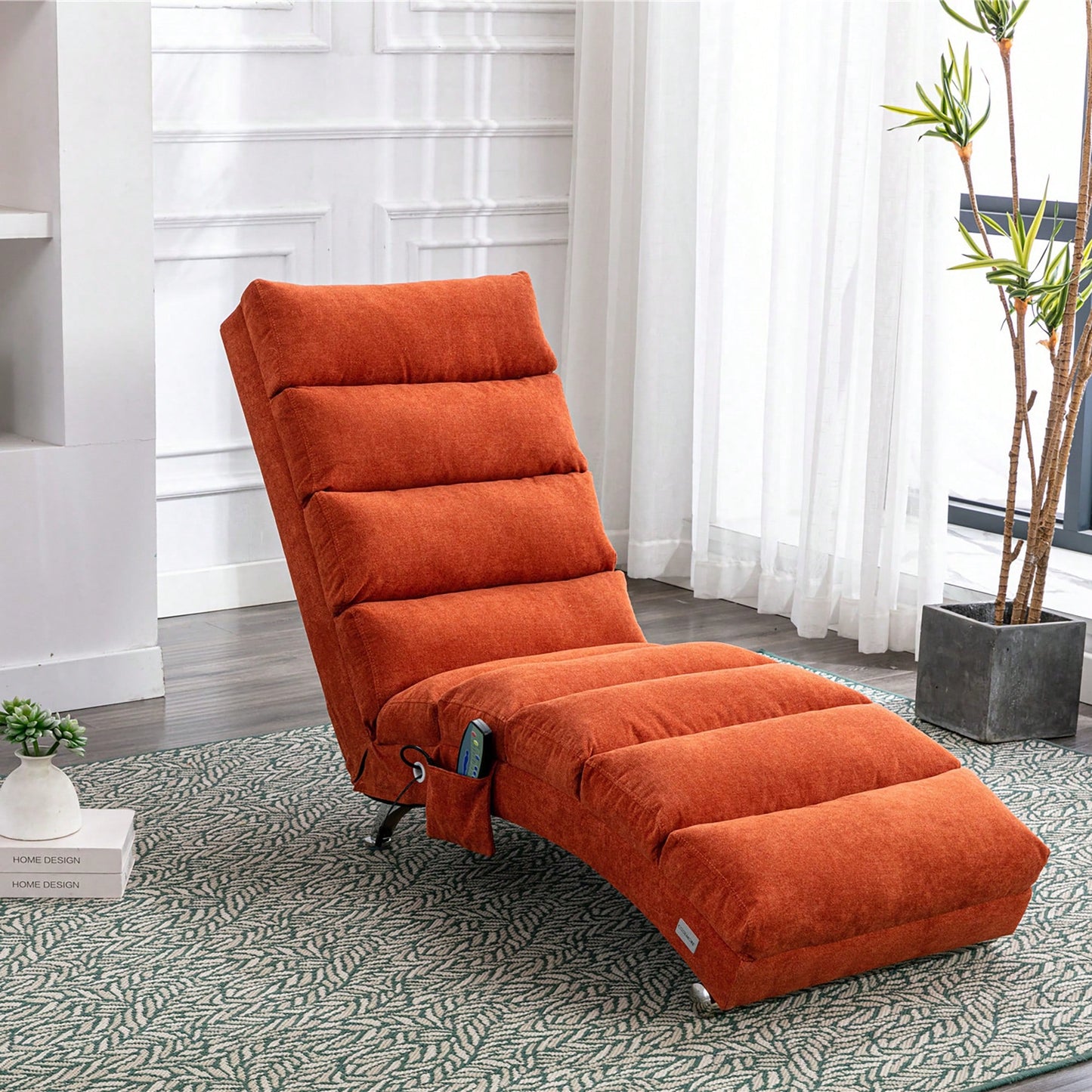Ergonomic Electric Massage Chaise Lounge With Remote Control And 5 Modes For Indoor Relaxation In Office Living Room Or Bedroom Beige