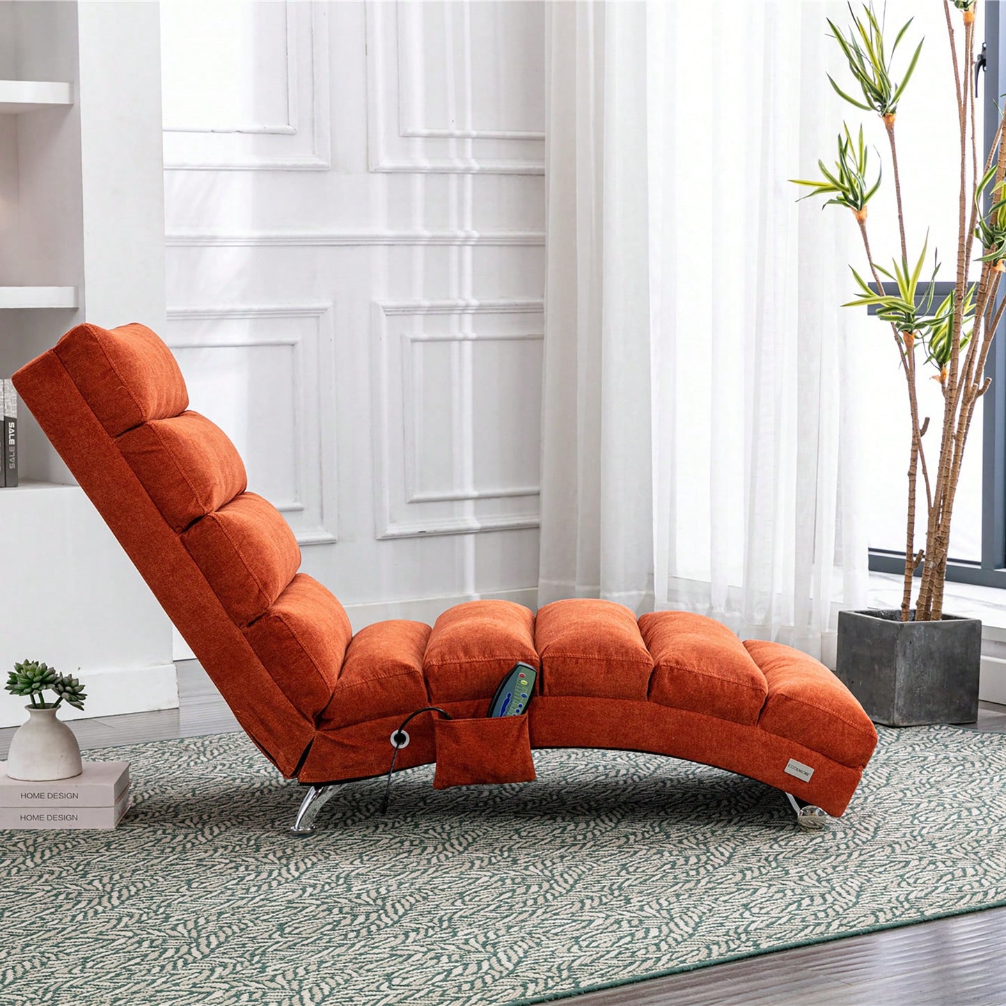 Ergonomic Electric Massage Chaise Lounge With Remote Control And 5 Modes For Indoor Relaxation In Office Living Room Or Bedroom Beige