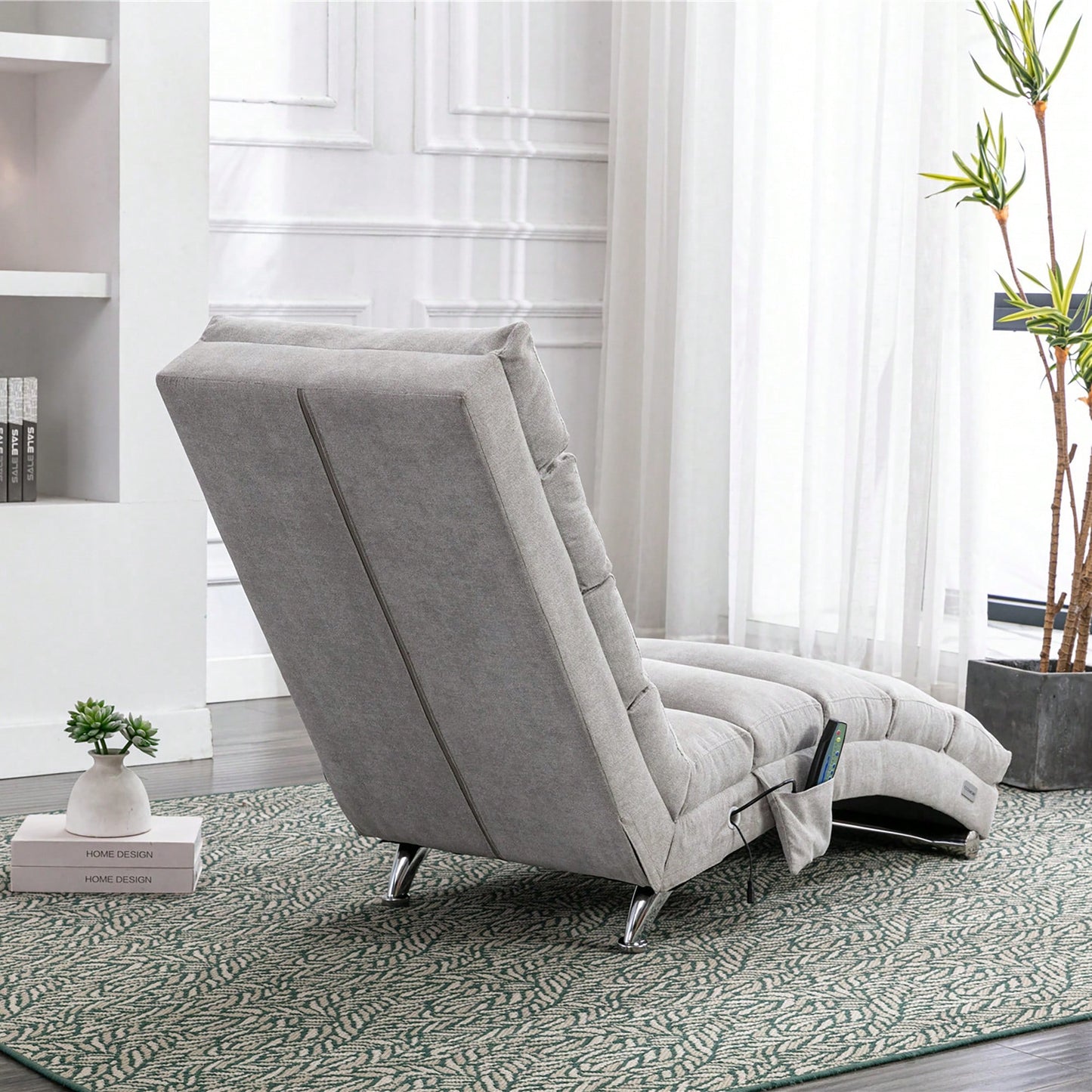 Ergonomic Electric Massage Chaise Lounge With Remote Control And 5 Modes For Indoor Relaxation In Office Living Room Or Bedroom Beige