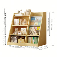 Adjustable Yellow Wooden Toy Storage Organizer Kids Bookshelf Sling Book Rack For Playroom Nursery Bedroom Kindergarten Living Room