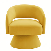 Velvet Swivel Barrel Chair With Open Backrest 360 Degree Comfy Accent Chair For Living Room And Bedroom Yellow