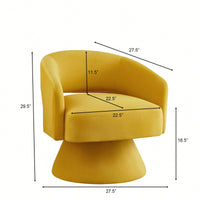 Velvet Swivel Barrel Chair With Open Backrest 360 Degree Comfy Accent Chair For Living Room And Bedroom Yellow