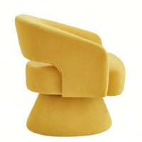 Velvet Swivel Barrel Chair With Open Backrest 360 Degree Comfy Accent Chair For Living Room And Bedroom Yellow