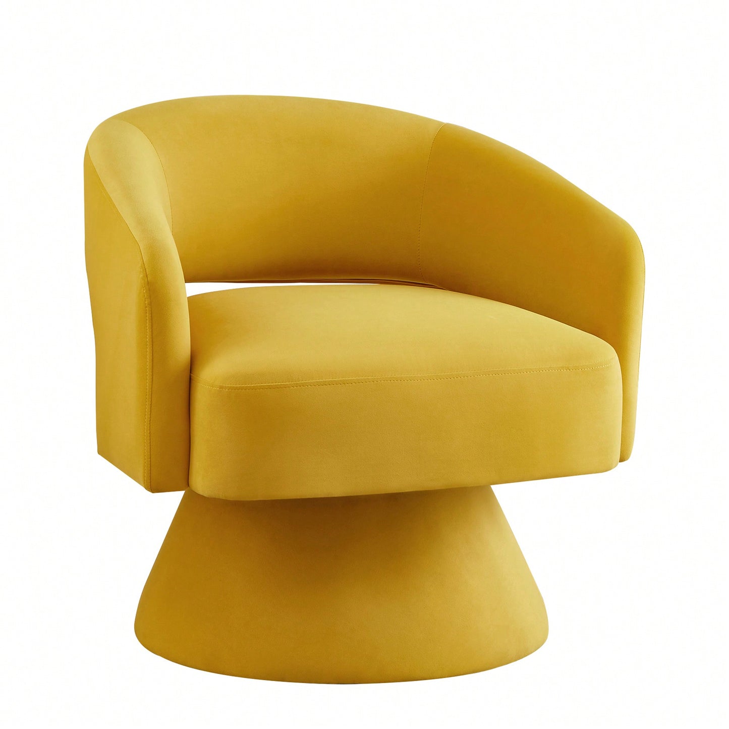 Velvet Swivel Barrel Chair With Open Backrest 360 Degree Comfy Accent Chair For Living Room And Bedroom Yellow