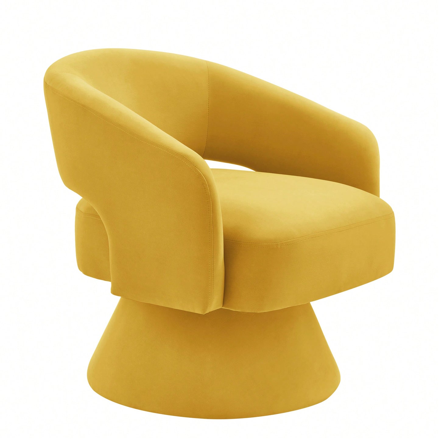 Velvet Swivel Barrel Chair With Open Backrest 360 Degree Comfy Accent Chair For Living Room And Bedroom Yellow