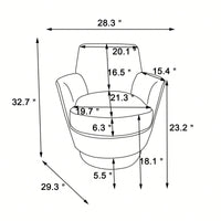 Comfy Swivel Barrel Chair With Gold Stainless Steel Base For Living Room And Bedroom Reading Chair In Brownish Red