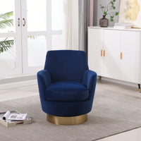 Comfy Swivel Barrel Chair With Gold Stainless Steel Base For Living Room And Bedroom Reading Chair In Brownish Red