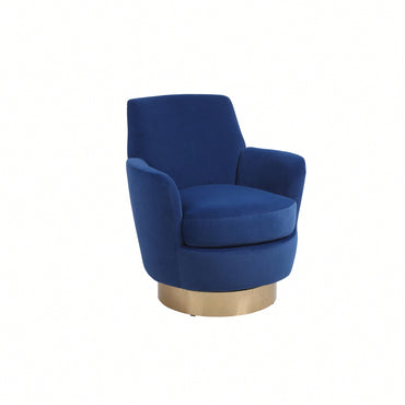 Comfy Swivel Barrel Chair With Gold Stainless Steel Base For Living Room And Bedroom Reading Chair In Brownish Red