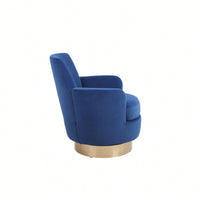 Comfy Swivel Barrel Chair With Gold Stainless Steel Base For Living Room And Bedroom Reading Chair In Brownish Red