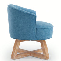 360° Swivel Lounge Chair With Cross-Shaped Wooden Base And Solid Wood Legs For Living Room Bedroom Office Beige