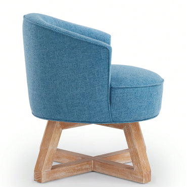 360° Swivel Lounge Chair With Cross-Shaped Wooden Base And Solid Wood Legs For Living Room Bedroom Office Beige