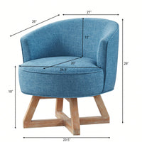 360° Swivel Lounge Chair With Cross-Shaped Wooden Base And Solid Wood Legs For Living Room Bedroom Office Beige