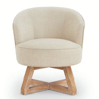 360° Swivel Lounge Chair With Cross-Shaped Wooden Base And Solid Wood Legs For Living Room Bedroom Office Beige