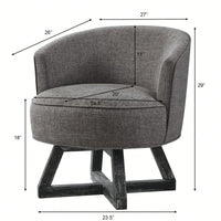 360° Swivel Lounge Chair With Cross-Shaped Wooden Base And Solid Wood Legs For Living Room Bedroom Office Beige