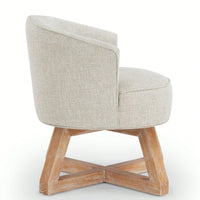 360° Swivel Lounge Chair With Cross-Shaped Wooden Base And Solid Wood Legs For Living Room Bedroom Office Beige
