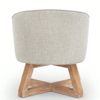 360° Swivel Lounge Chair With Cross-Shaped Wooden Base And Solid Wood Legs For Living Room Bedroom Office Beige