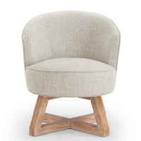 360° Swivel Lounge Chair With Cross-Shaped Wooden Base And Solid Wood Legs For Living Room Bedroom Office Beige