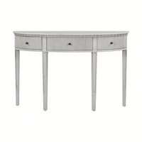 Distinctive Pine Veneer Console Table With Vertical Stripe Drawers And Elegant Four-Leg Design