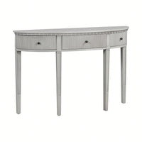 Distinctive Pine Veneer Console Table With Vertical Stripe Drawers And Elegant Four-Leg Design