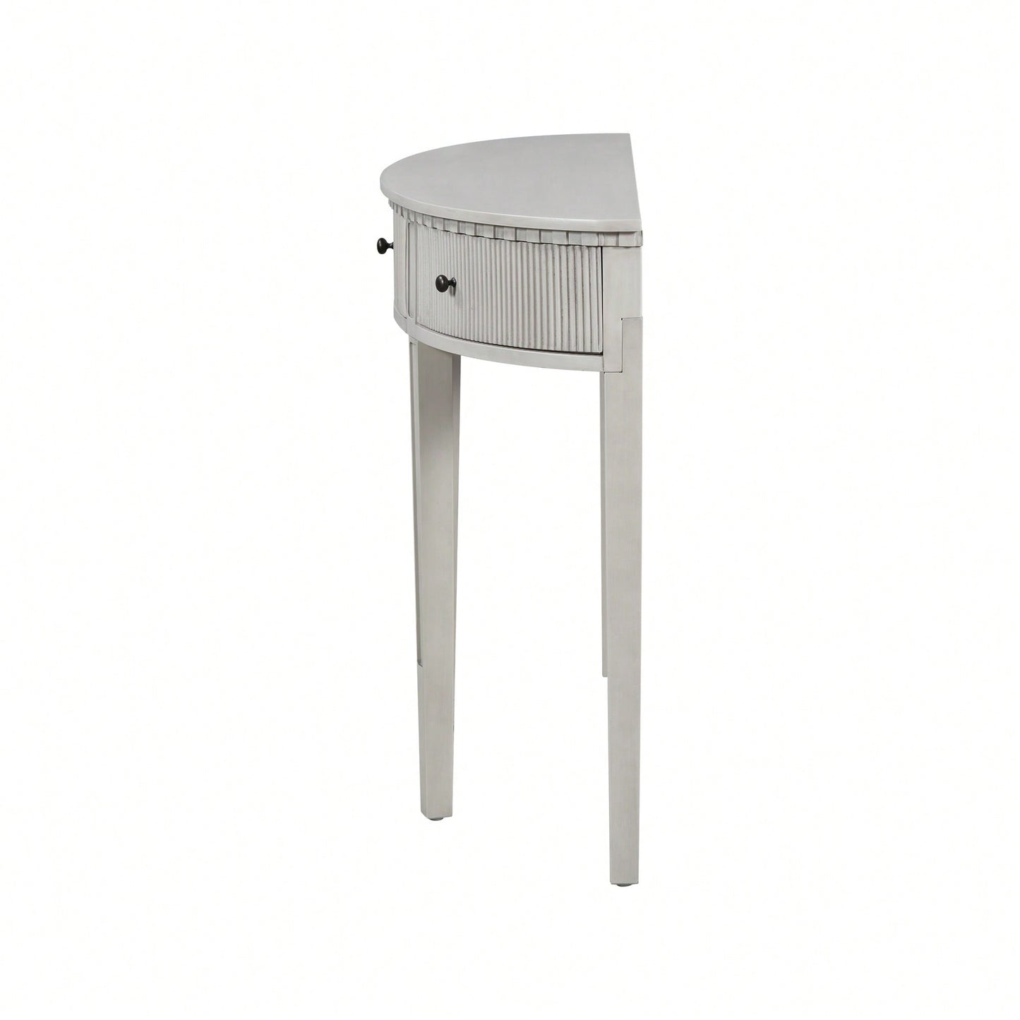 Distinctive Pine Veneer Console Table With Vertical Stripe Drawers And Elegant Four-Leg Design