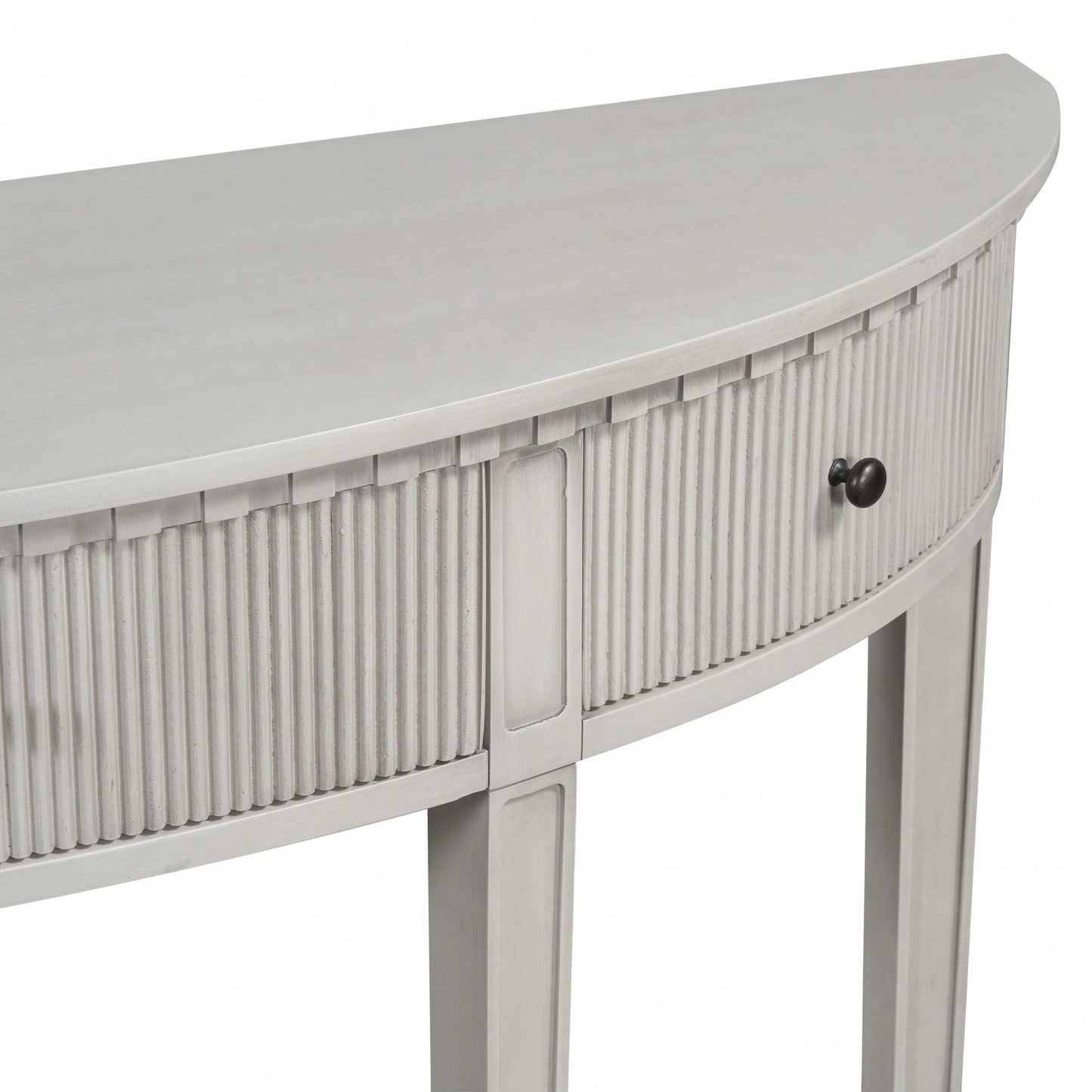 Distinctive Pine Veneer Console Table With Vertical Stripe Drawers And Elegant Four-Leg Design