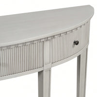 Distinctive Pine Veneer Console Table With Vertical Stripe Drawers And Elegant Four-Leg Design