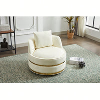 360 Degree Swivel Accent Chair Faux Leather Barrel Design Padded Club Chair For Living Room Bedroom Study Waiting Room