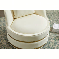 360 Degree Swivel Accent Chair Faux Leather Barrel Design Padded Club Chair For Living Room Bedroom Study Waiting Room