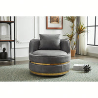 360 Degree Swivel Accent Chair Faux Leather Barrel Design Padded Club Chair For Living Room Bedroom Study Waiting Room