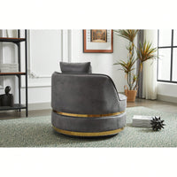 360 Degree Swivel Accent Chair Faux Leather Barrel Design Padded Club Chair For Living Room Bedroom Study Waiting Room