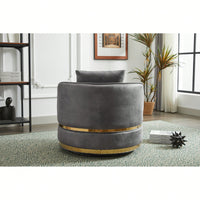 360 Degree Swivel Accent Chair Faux Leather Barrel Design Padded Club Chair For Living Room Bedroom Study Waiting Room