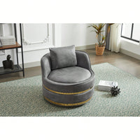 360 Degree Swivel Accent Chair Faux Leather Barrel Design Padded Club Chair For Living Room Bedroom Study Waiting Room