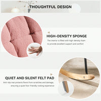 Ivory Teddy Fabric Upholstered Rocking Glider Chair Mid Century Modern Accent Armchair with Padded Seat High Backrest and Pillows
