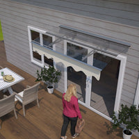 Durable Polycarbonate Door Window Awning Canopy 59"X34" With Polyester Valance For Wooden Homes