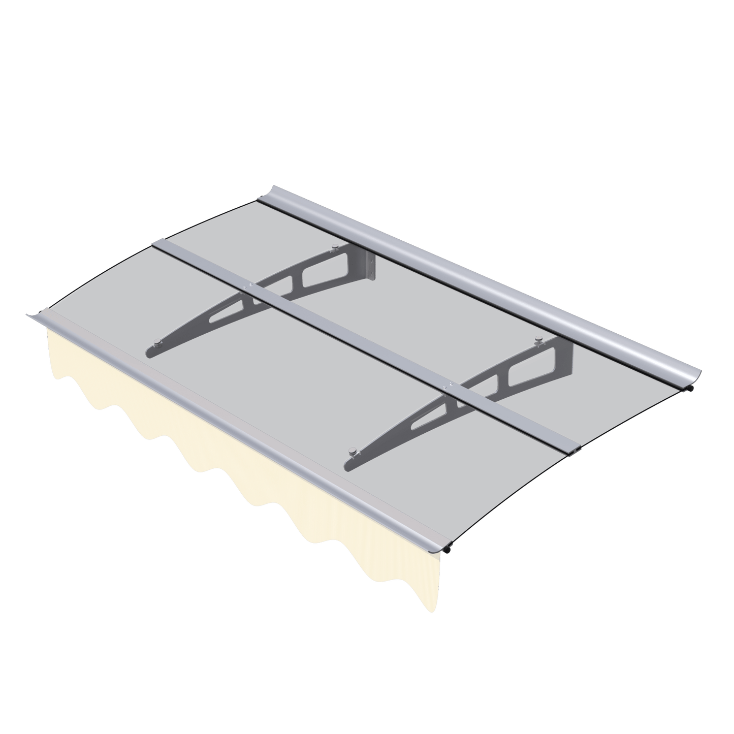 Durable Polycarbonate Door Window Awning Canopy 59"X34" With Polyester Valance For Wooden Homes