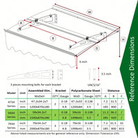 Crystal Clear Polycarbonate Door Window Awning Canopy 59 Inch Wide X 34 Inch Deep Aluminum Alloy Valance For Wooden Wall House