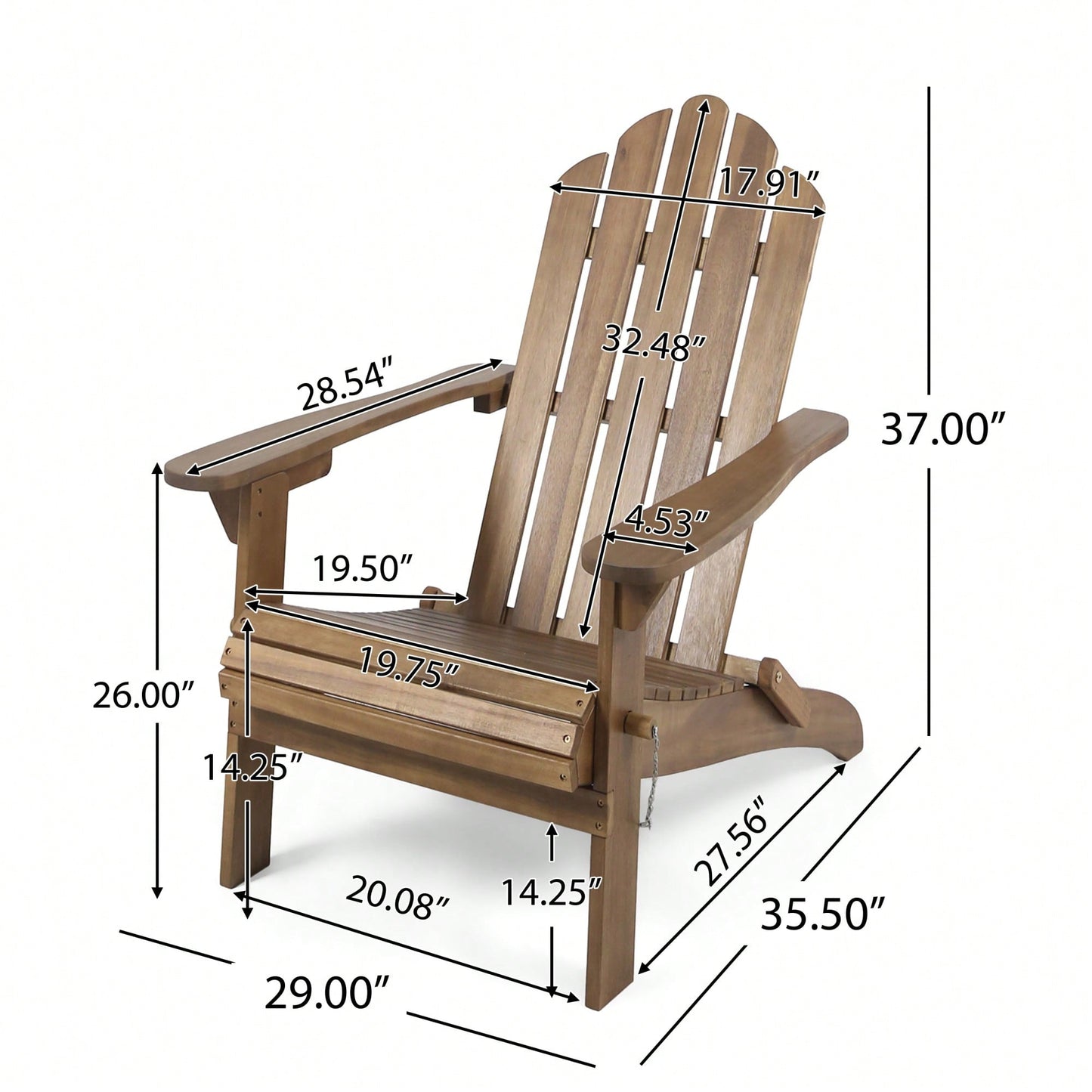 Comfortable Foldable Adirondack Chair For Outdoor Relaxation And Patio Use