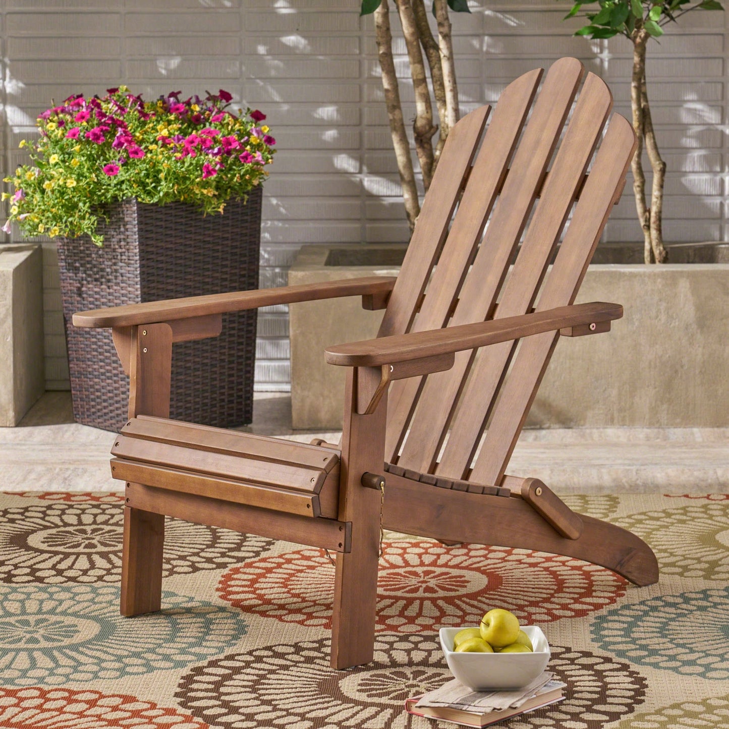 Comfortable Foldable Adirondack Chair For Outdoor Relaxation And Patio Use