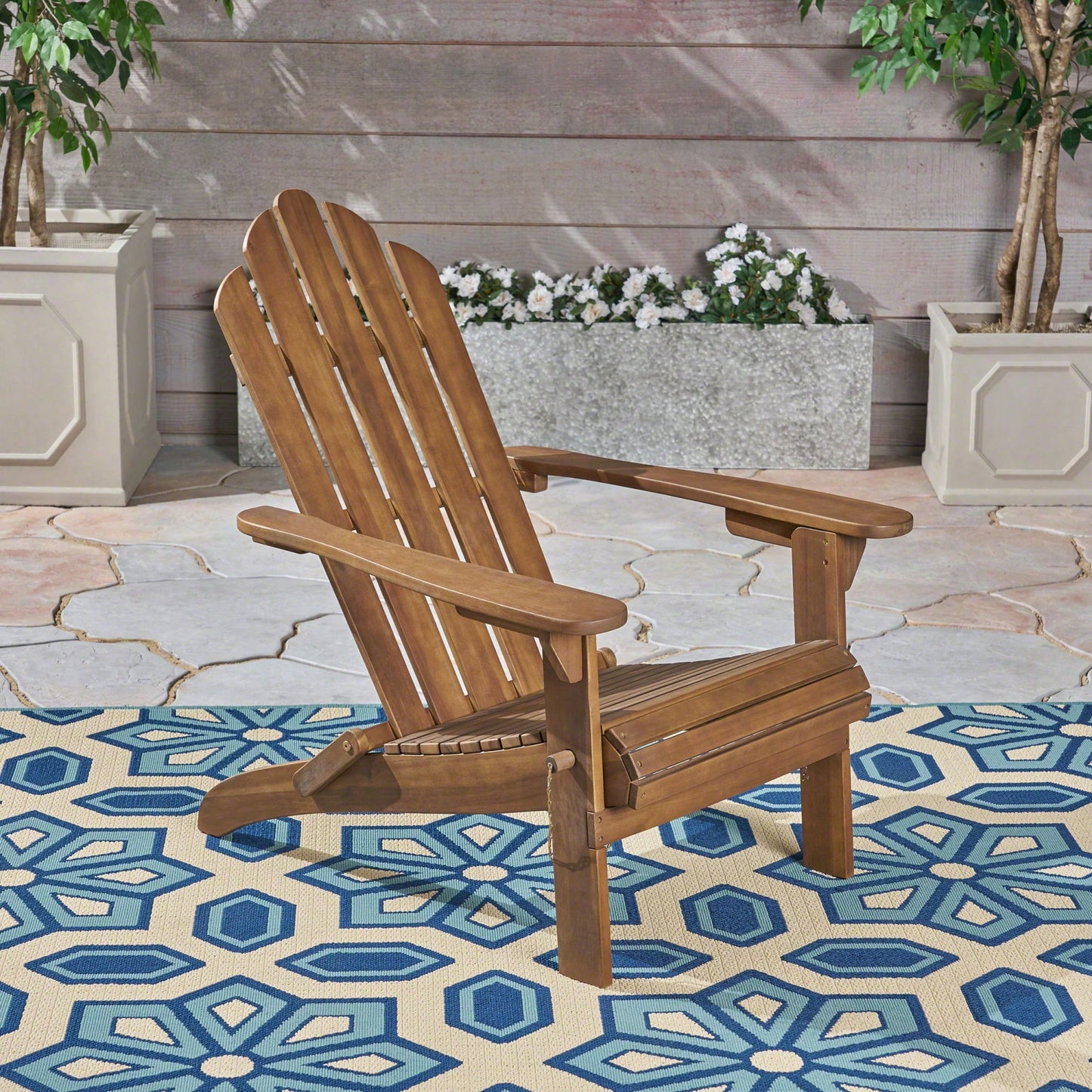 Comfortable Foldable Adirondack Chair For Outdoor Relaxation And Patio Use