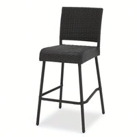 Set Of 2 Dark Brown 29 Inch Outdoor PE Rattan Armless Barstools For Patio And Garden